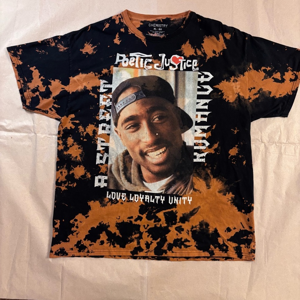 Tupac Poetic Justice Spot Bleached T-Shirt by Chemistry size XL